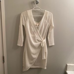 White off the shoulder knit dress